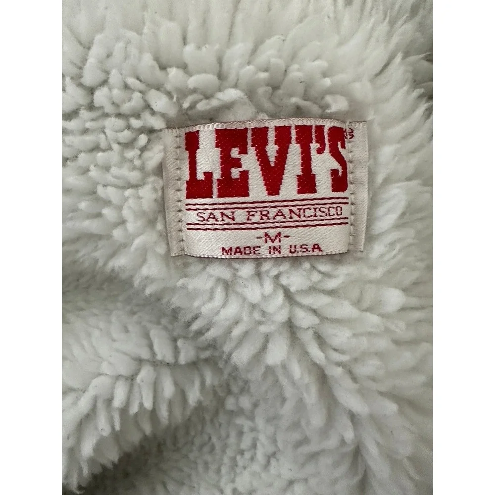 Vintage Levis 80s Sherpa Trucker Jacket Medium Acid Wash Denim USA Made 70609